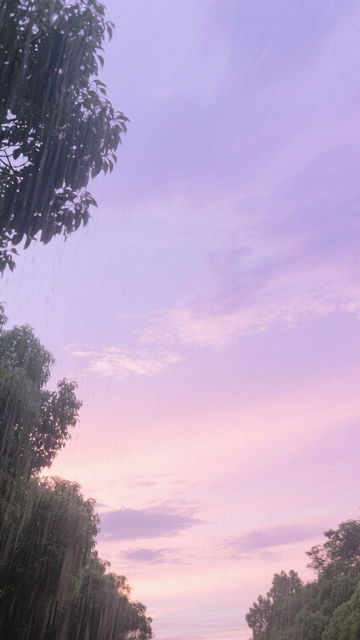 粉紫雨景浪漫诗意清新2