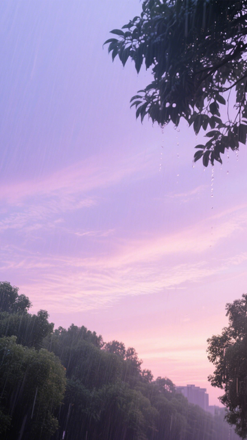 粉紫雨景浪漫诗意清新3