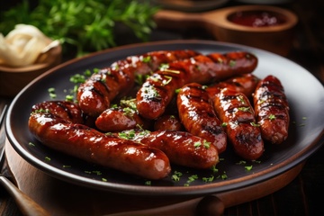 一盘美味的烤肠