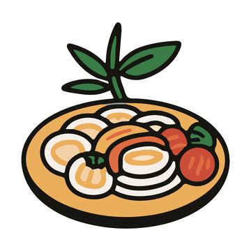 卡通l凉拌鸡蛋美食插画