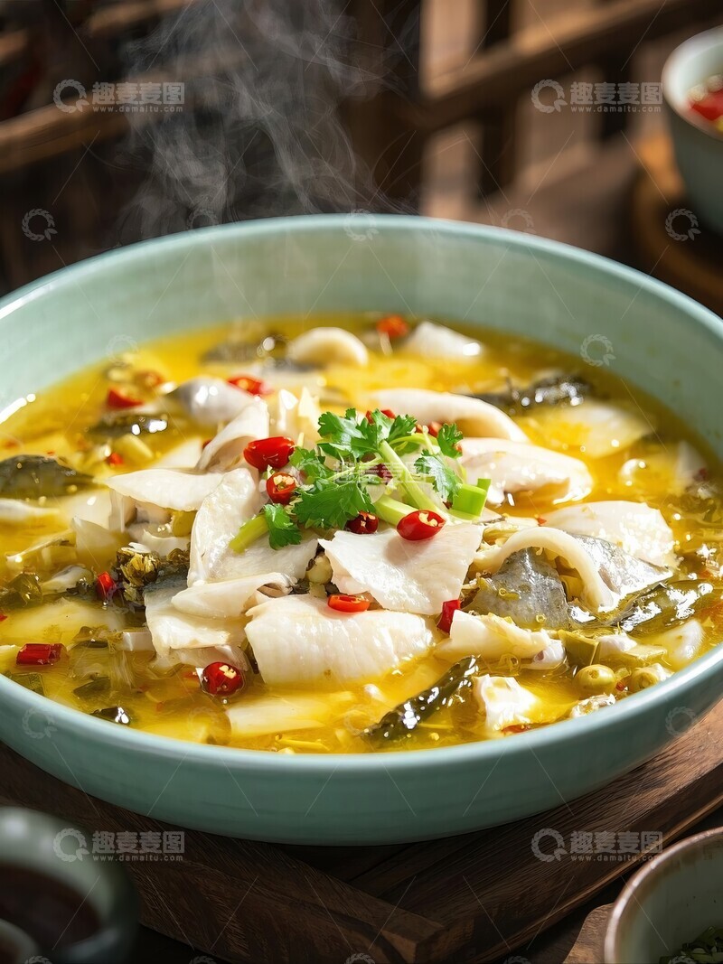 高清大图下载【趣麦麦图】酸菜鱼鲜嫩鱼片配香辣调料
