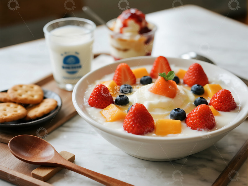 高清大图下载【趣麦麦图】甜品牛奶下午茶