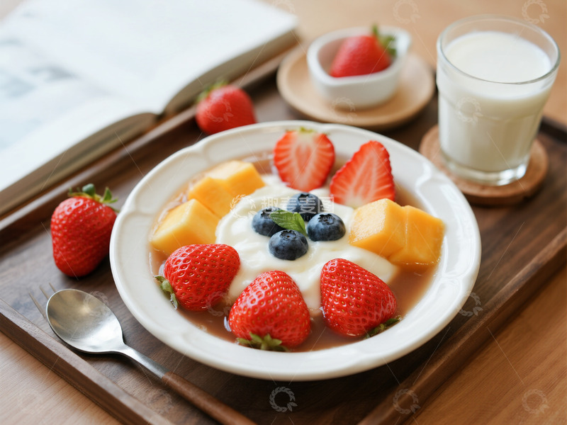 高清大图下载【趣麦麦图】甜品牛奶下午茶