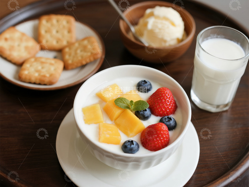 高清大图下载【趣麦麦图】甜品牛奶下午茶