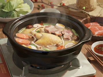 猪肚鸡插画素材