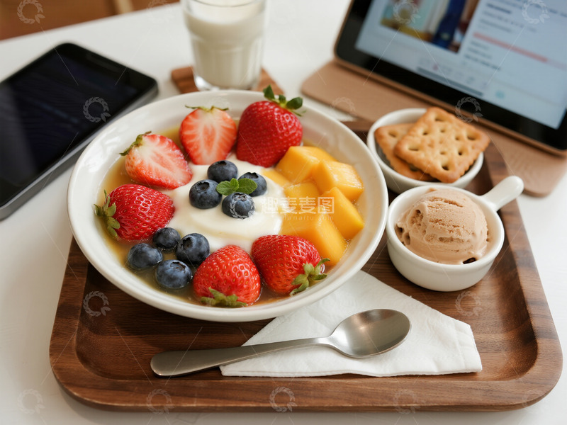 高清大图下载【趣麦麦图】甜品牛奶下午茶