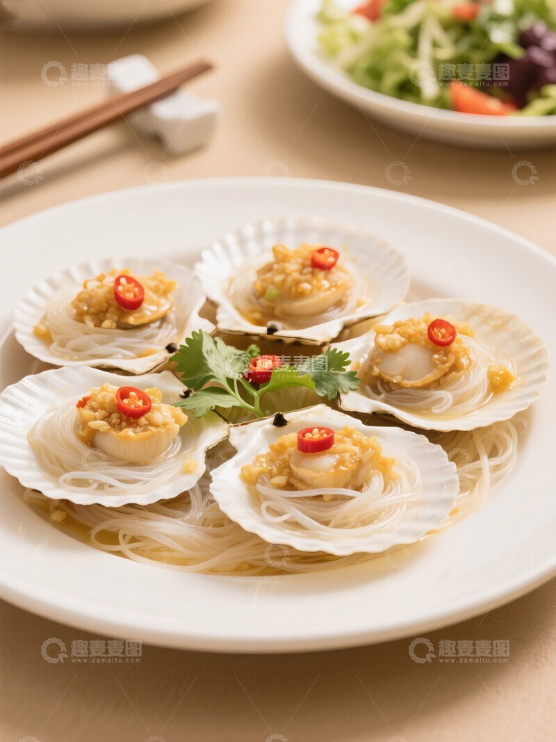 高清大图下载【趣麦麦图】蒜蓉粉丝蒸扇贝