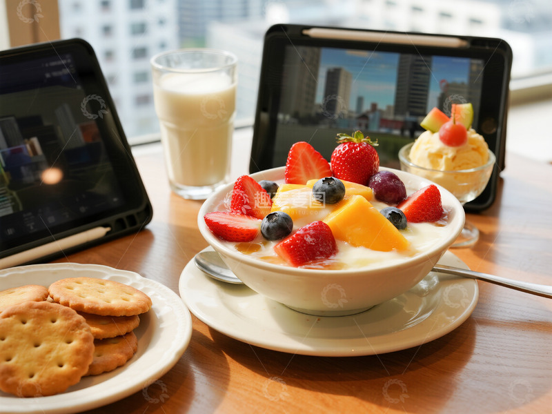 高清大图下载【趣麦麦图】甜品牛奶下午茶
