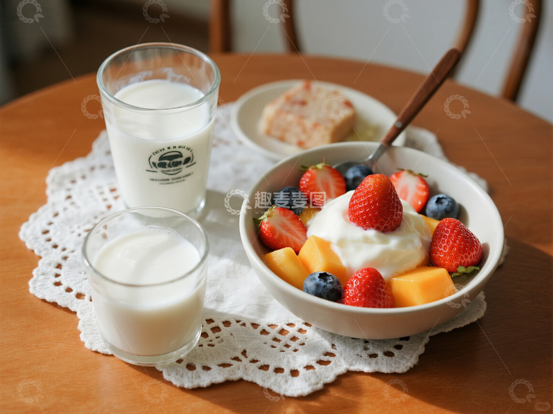 高清大图下载【趣麦麦图】甜品牛奶下午茶
