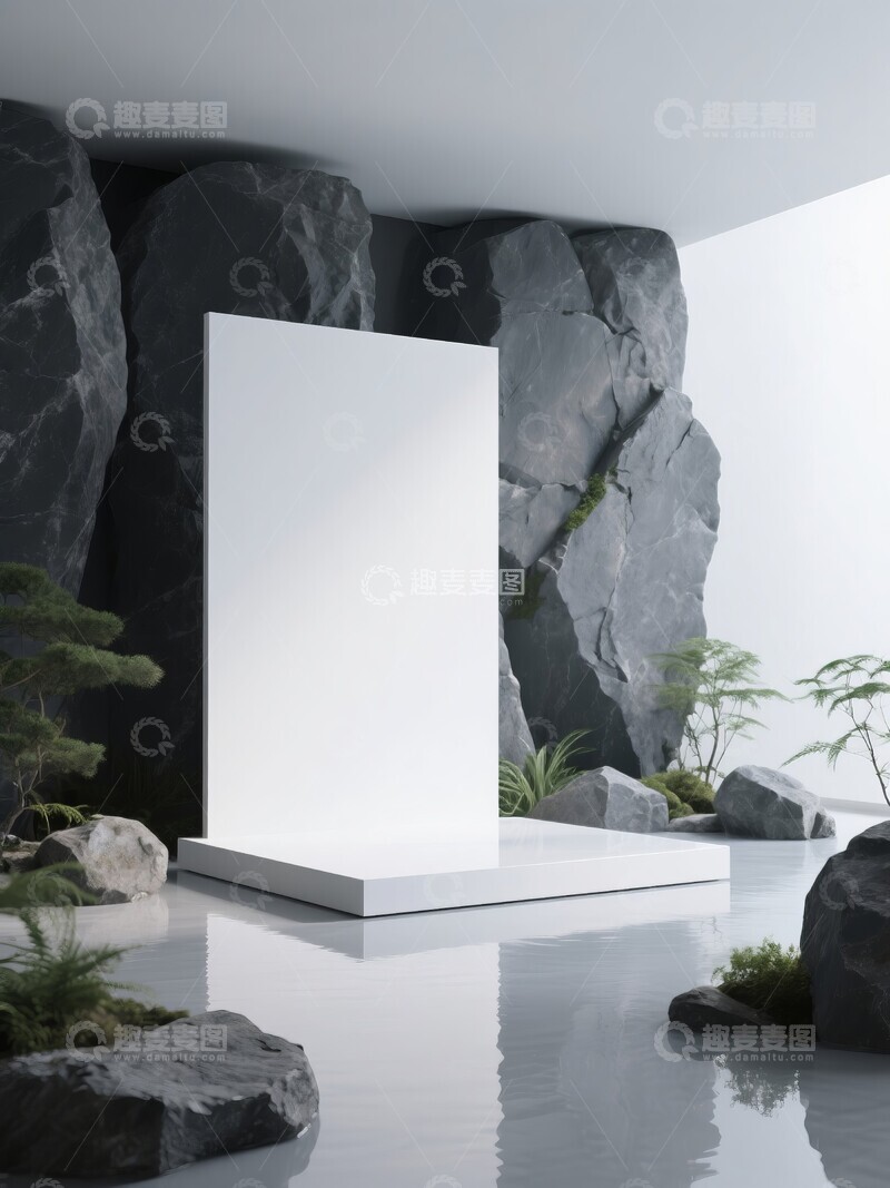 高清大图下载【趣麦麦图】现代简约空间中的白色墙面装置