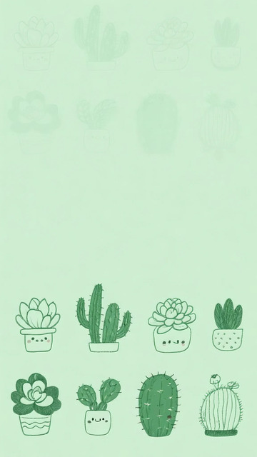 可爱仙人掌卡通背景