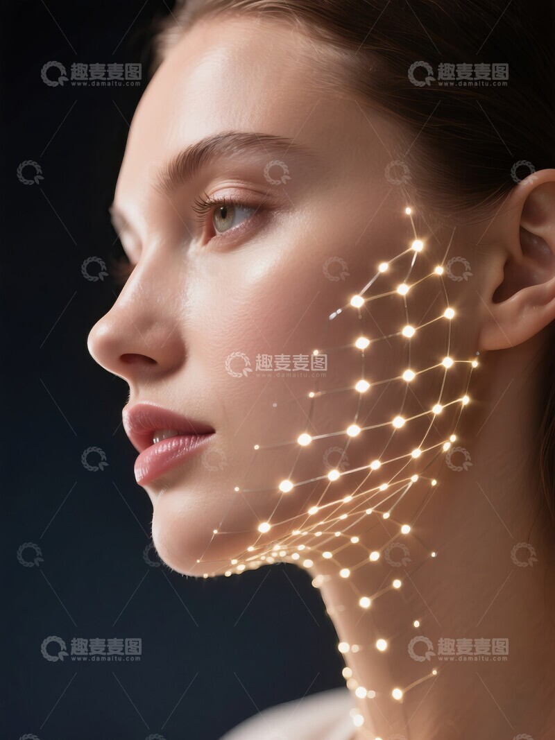 高清大图下载【趣麦麦图】面部轮廓映射的女性肖像