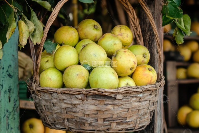 高清大图下载【趣麦麦图】一筐新鲜的水果梨