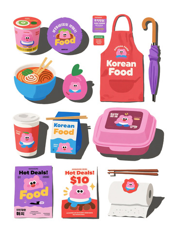 可爱韩国贴纸平面