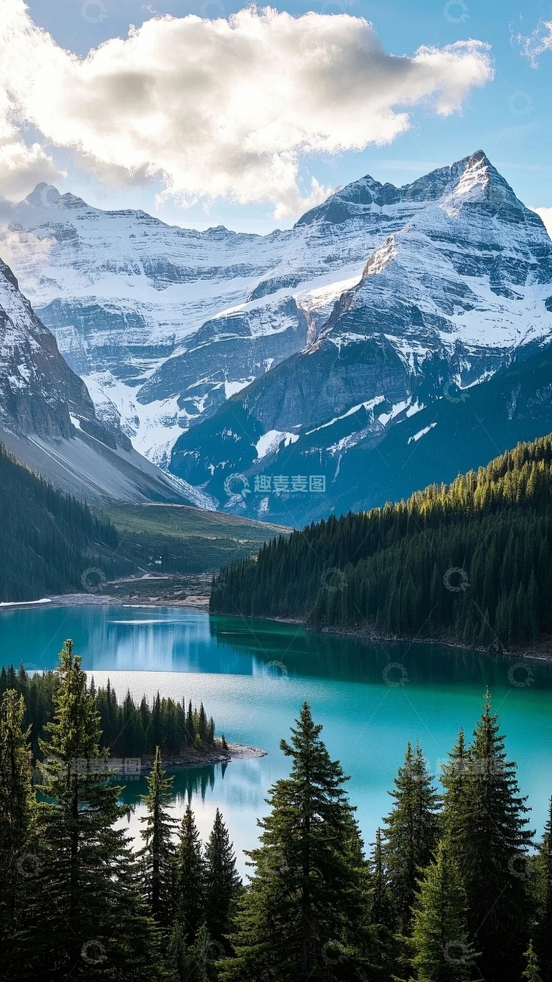 高清大图下载【趣麦麦图】雪山脚下的镜湖01