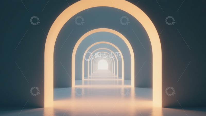 高清大图下载【趣麦麦图】拱门长廊光影延伸治愈3