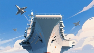 国产航母与中国海军宣传插画背景06