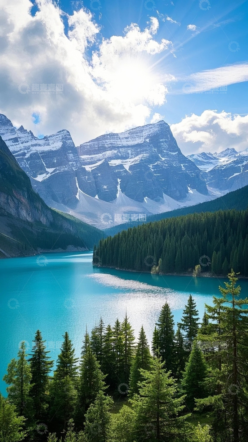 高清大图下载【趣麦麦图】雪山脚下的镜湖02