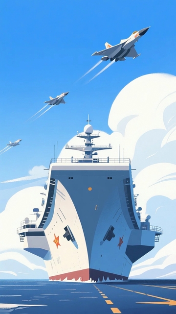 国产航母与中国海军宣传插画背景05