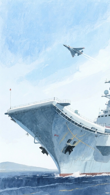 国产航母与中国海军宣传插画背景07