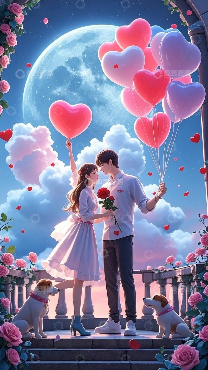 高清大图下载【趣麦麦图】传统节日七夕的背景03