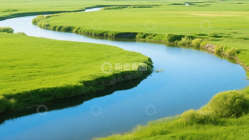 高清大图下载【趣麦麦图】一条流经大草原的河流04
