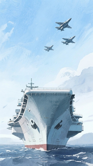 国产航母与中国海军宣传插画背景08