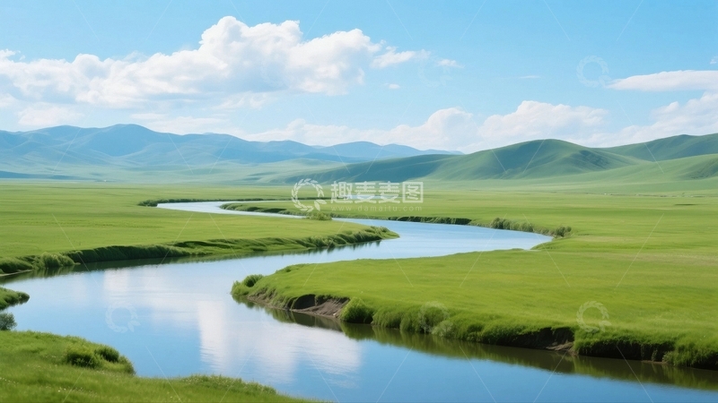 高清大图下载【趣麦麦图】一条流经大草原的河流03