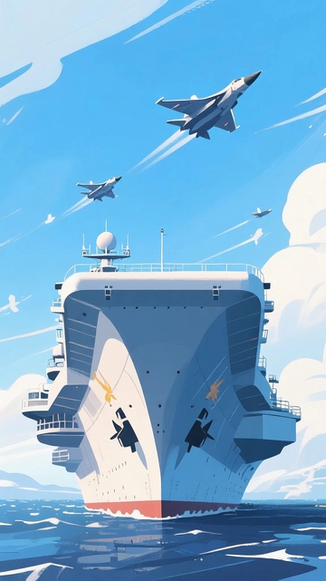 国产航母与中国海军宣传插画背景04