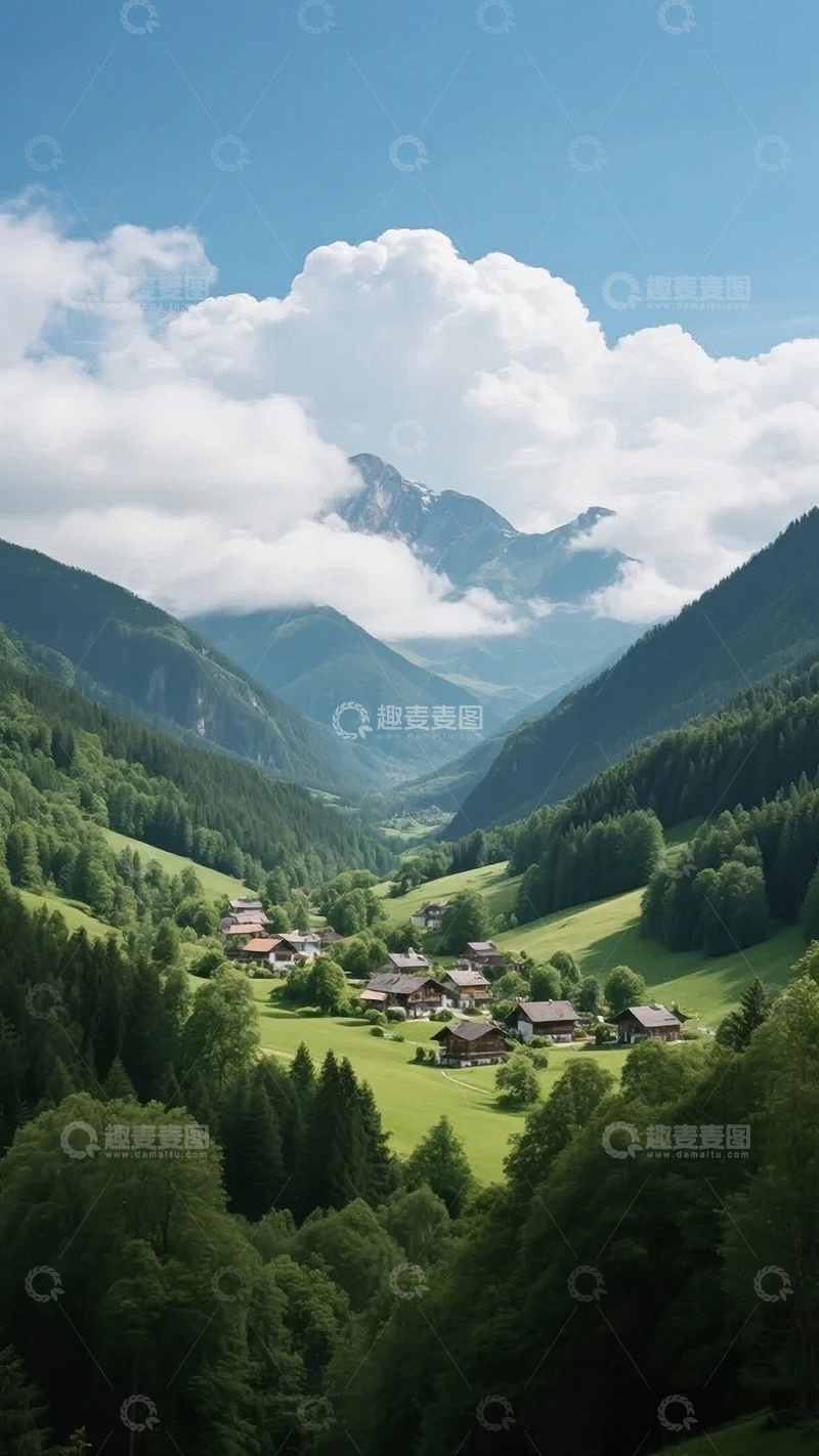 高清大图下载【趣麦麦图】坐落在山谷之中的小村落06