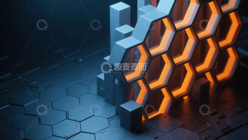 高清大图下载【趣麦麦图】-蜂巢状科技背景02