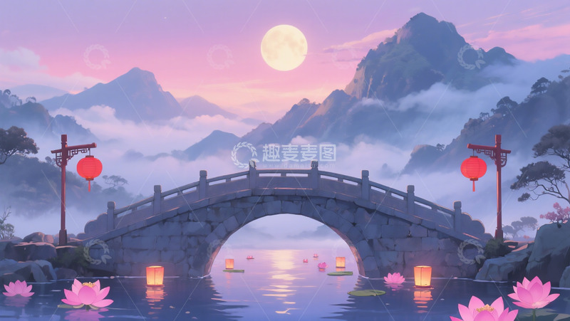 高清大图下载【趣麦麦图】花灯山谷节日