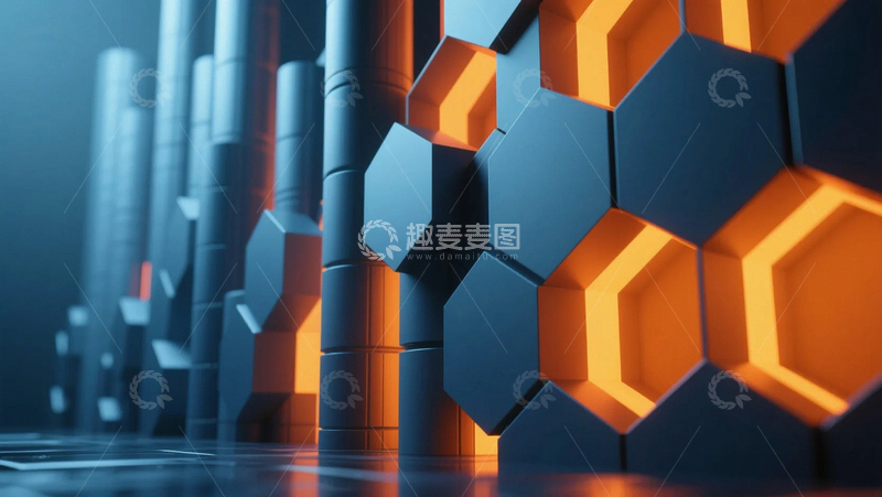 高清大图下载【趣麦麦图】-蜂巢状科技背景07