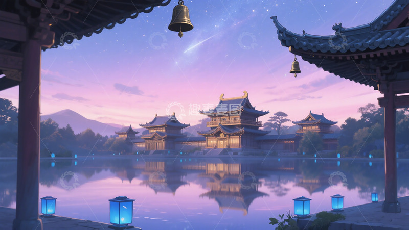 高清大图下载【趣麦麦图】古风庭楼湖面