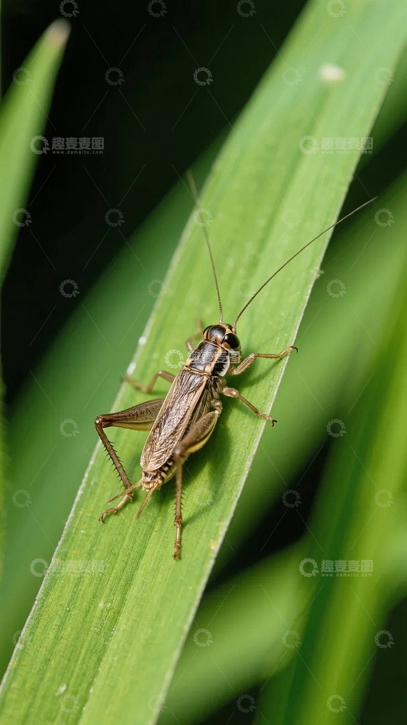 高清大图下载【趣麦麦图】绿叶上的蚂蚱05