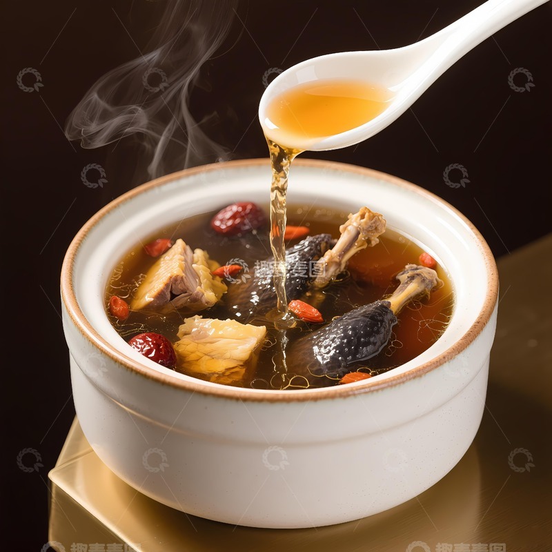 高清大图下载【趣麦麦图】一锅营养乌鸡汤