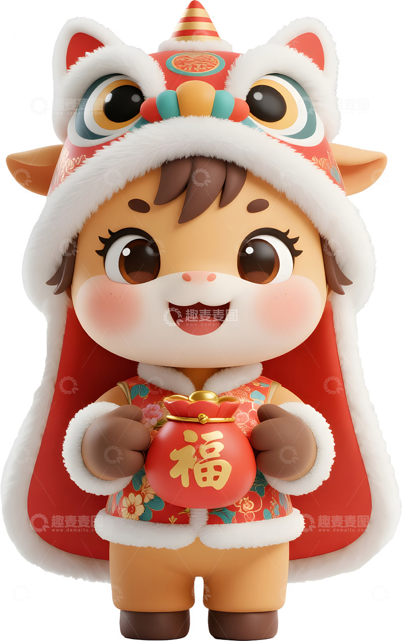 高清大图下载【趣麦麦图】喜庆虎头帽马年小马