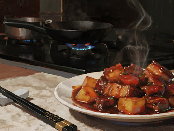 土豆红烧肉插画风格
