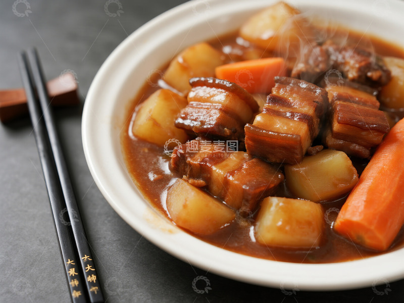 高清大图下载【趣麦麦图】土豆红烧肉摄影