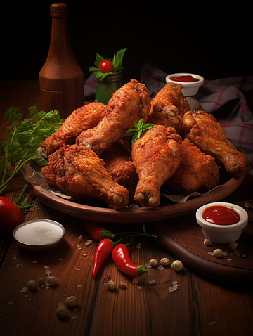 美味香酥炸鸡翅摄影图