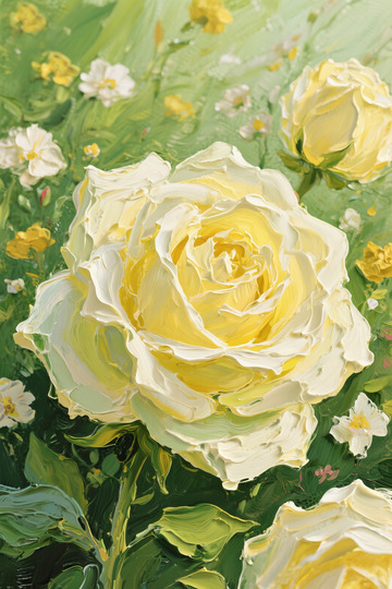 奶油油画玫瑰花素材海报2