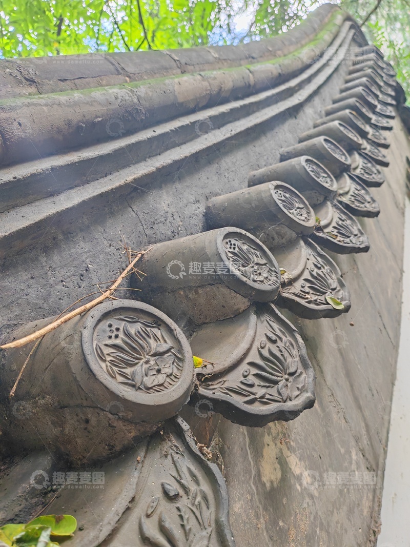 高清大图下载【趣麦麦图】中式建筑，瓦当，滴水，