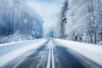 冬季冰雪覆盖的马路