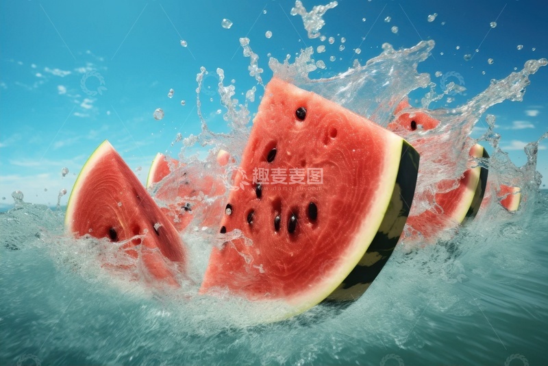 高清大图下载【趣麦麦图】新鲜的西瓜块美食
