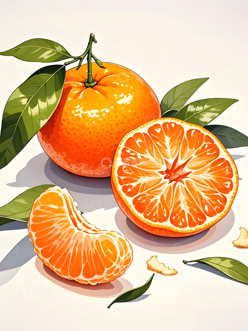 高清大图下载【趣麦麦图】橙子写实插画