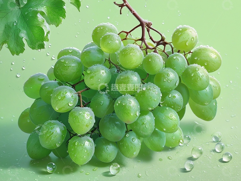 高清大图下载【趣麦麦图】一串带露水的新鲜葡萄