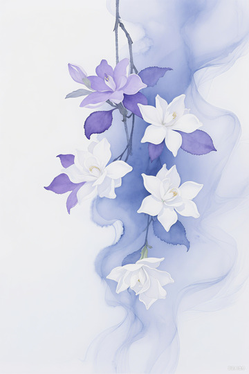 水墨栀子花素材