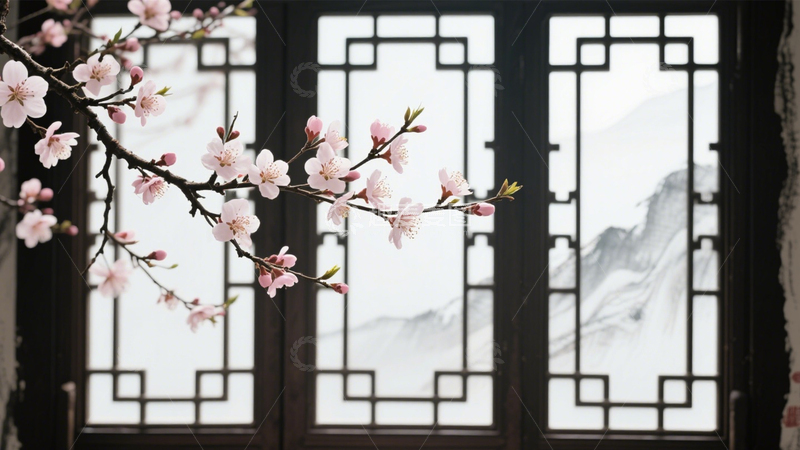 高清大图下载【趣麦麦图】-窗前景花古典雅致东方3