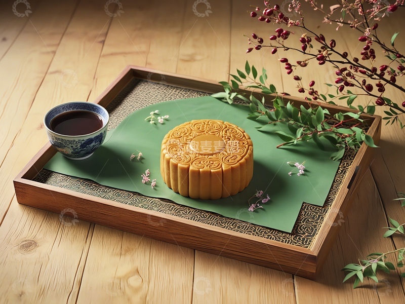 高清大图下载【趣麦麦图】中式美食月饼与茶