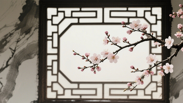 窗前景花古典雅致东方